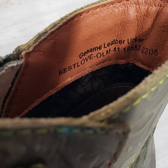 Spring Step L'Artiste Mottled Green Heeled Booties Best Love Size 41 (US 9.5) - Picture 3 of 8